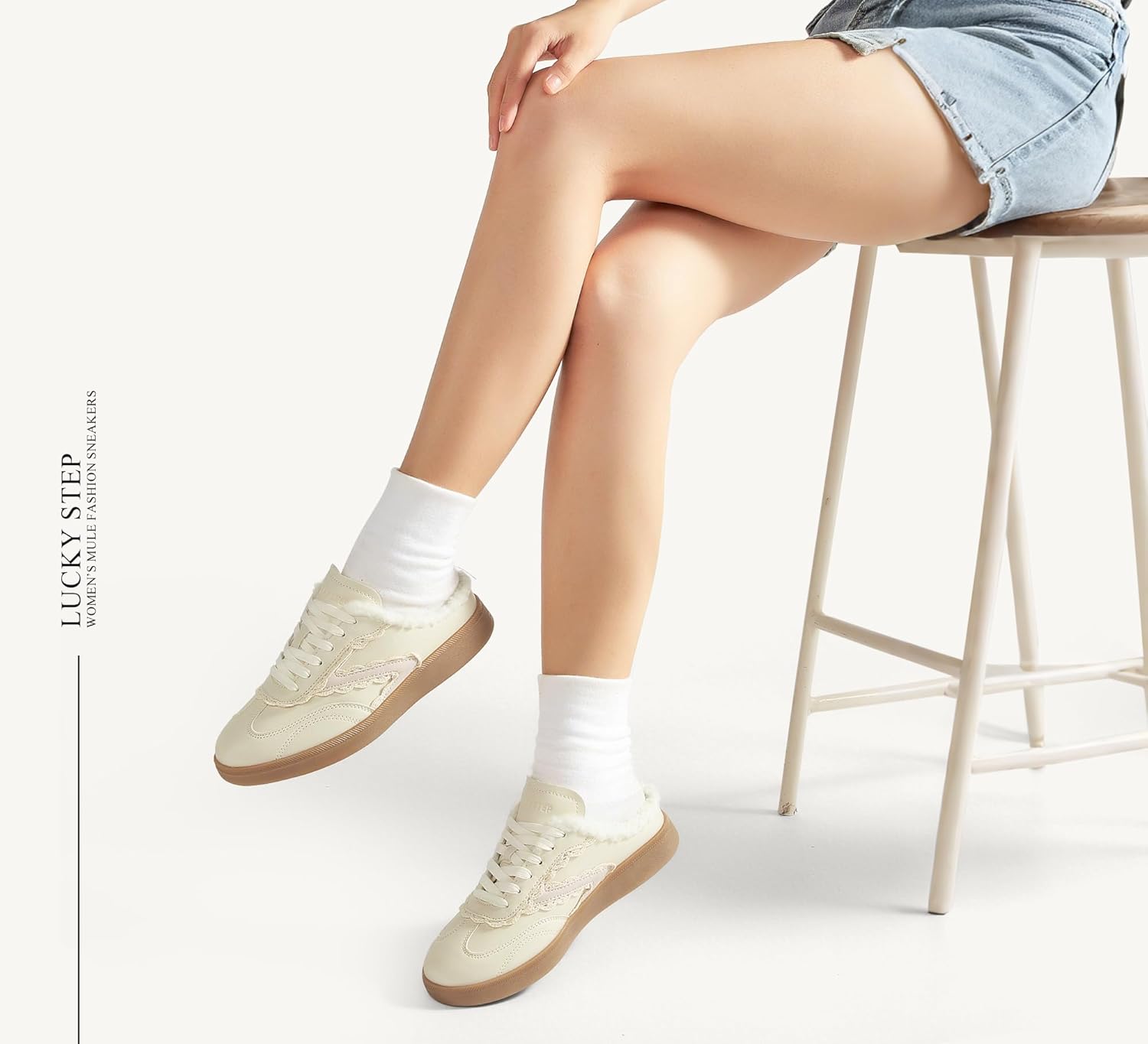 LUCKY STEP Women’s Mule Fashion Sneakers Slip On Backless Walking Shoes Winter Retro Comfy Casual Sneaker - Image 2