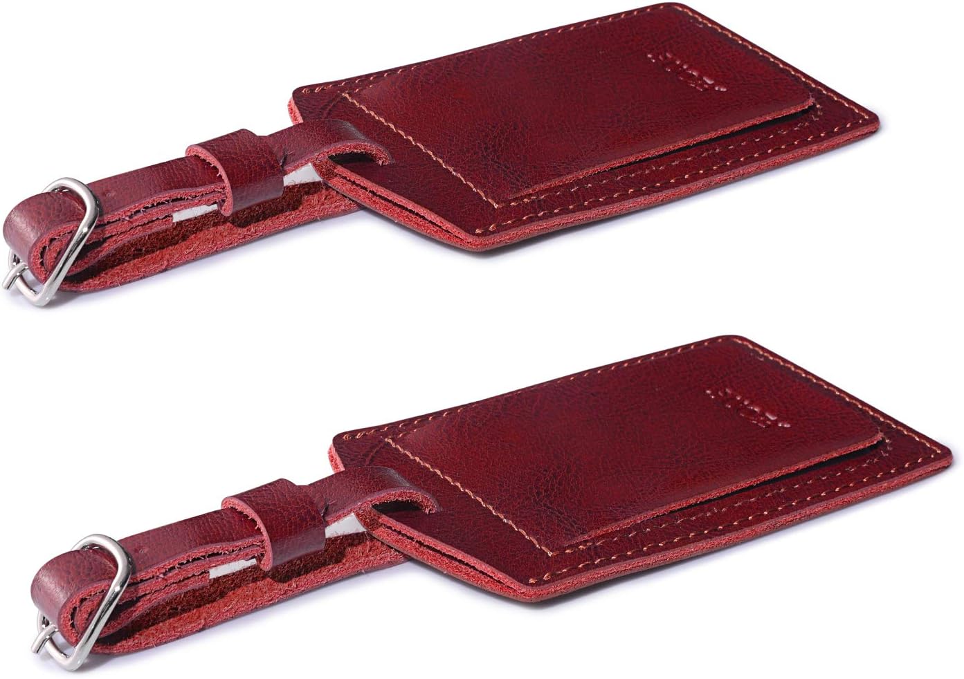 S-ZONE Leather Luggage Baggage Tags for Suitcases Backpack 2 Pieces Set image 2