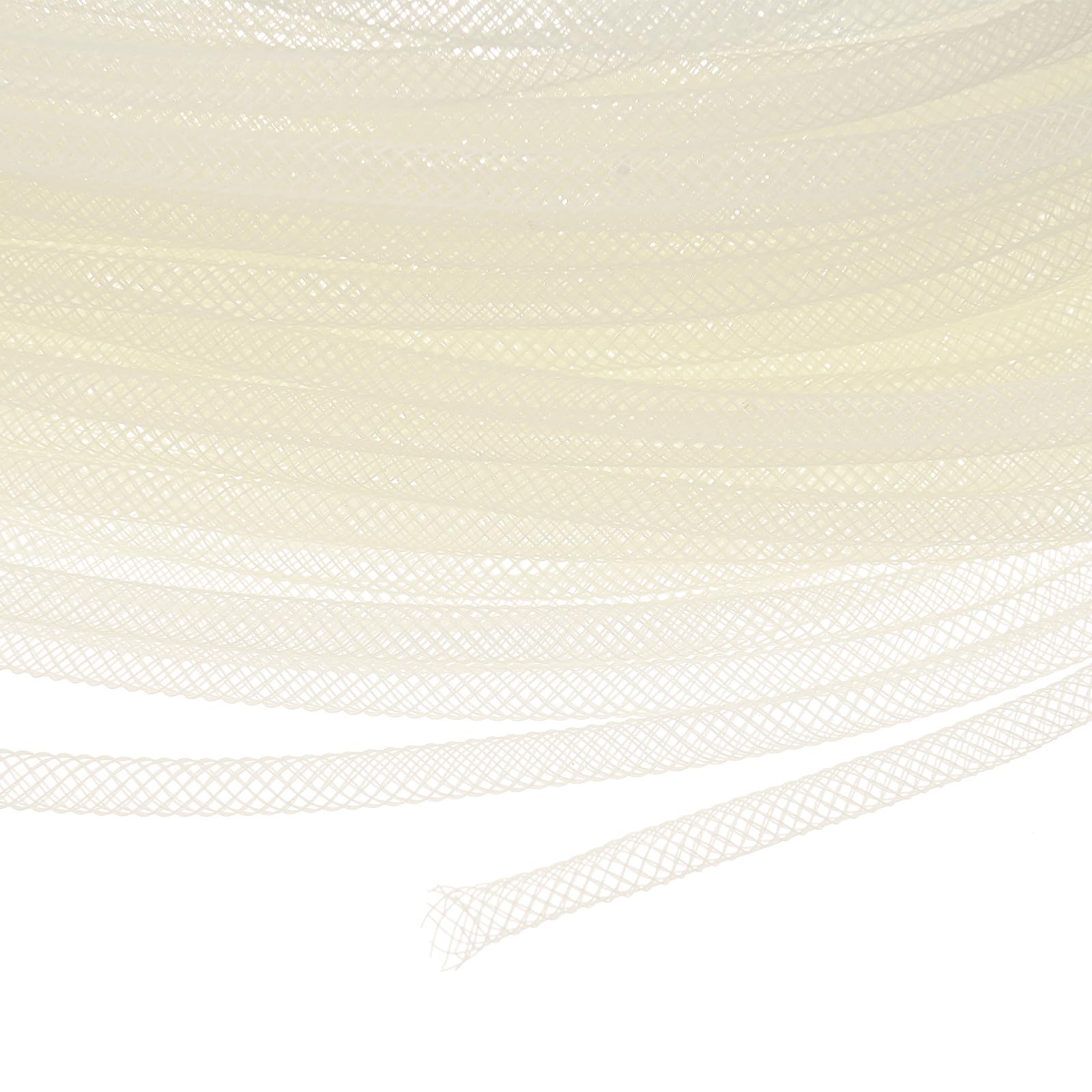 M METERXITY Mesh Tube Ribbon 45 Yards, 4mm Elastic Fabric Ribbons Mesh Tubing for Crafts/Gift Wrapping/Flower Bouquets/Wedding/Birthday/Holiday/Wreaths Christmas/Decoration[Natural White]