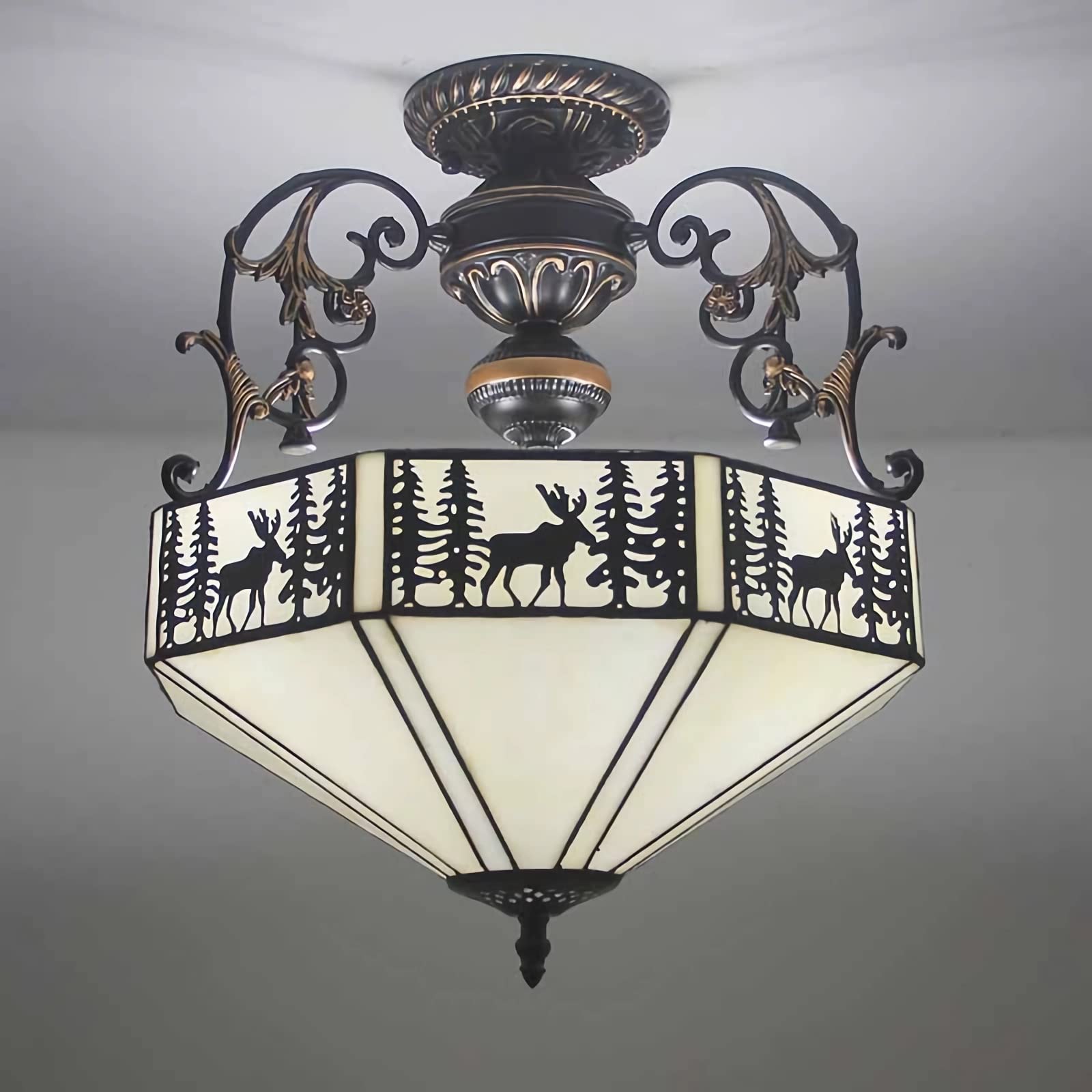 Lustre de style Tiffany et luminaire suspendu en vitrail pour salon et chambre