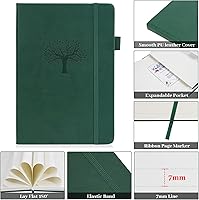 Vista 3 de WERTIOO Hardercover Journals 200 Pages, Diary Leather Lined Journal Notebook Writing A5 100gsm Thick Paper Notebooks (Dark Green)