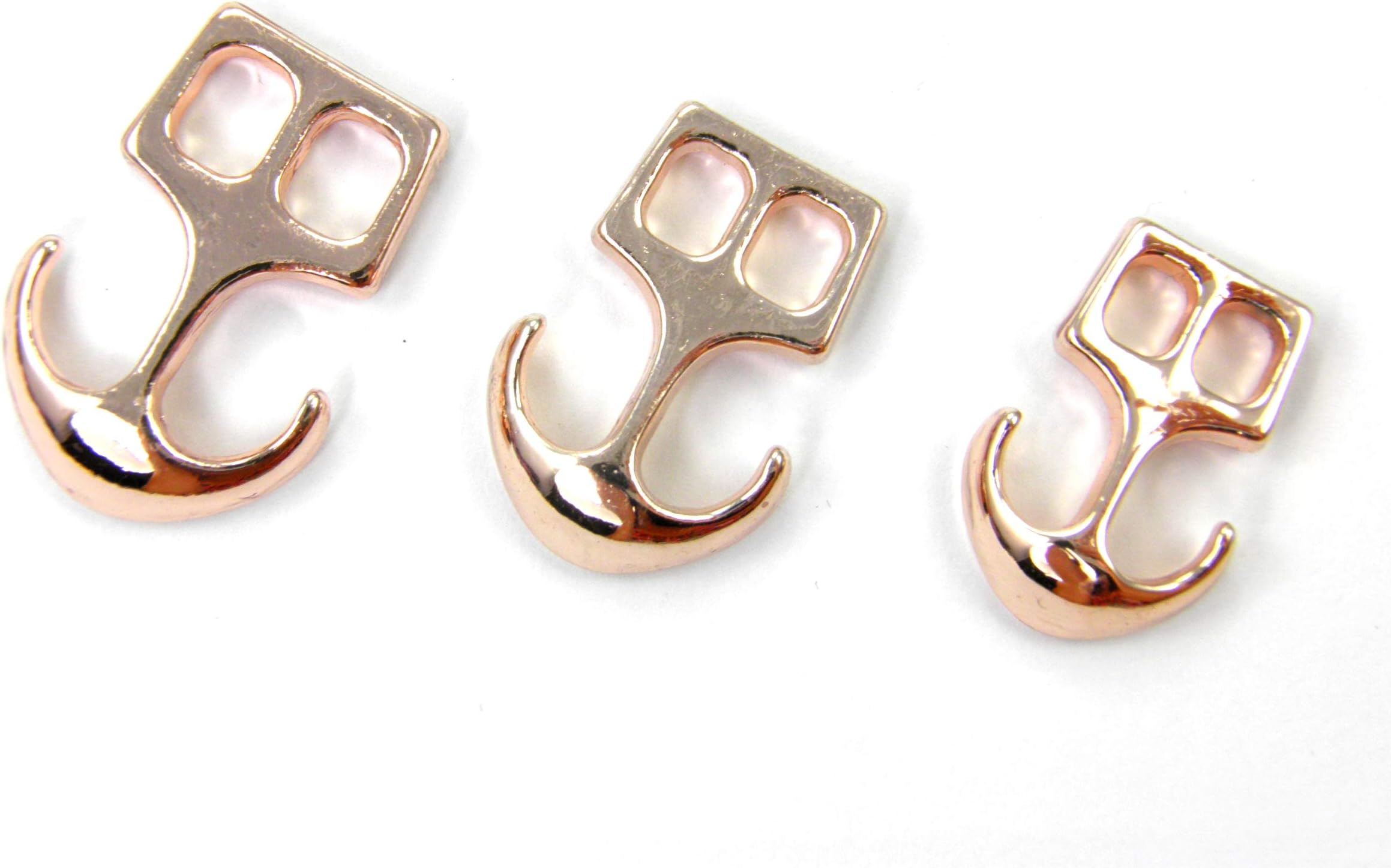 1-2-5-10-50x -, Anchor Closure, Zipper, Clasp, Hook Closure, Closures, Anchor Closure, Rose Gold Alloy, for Paracord, Leather etc in 3 sizes, 10x, 23x16 mm