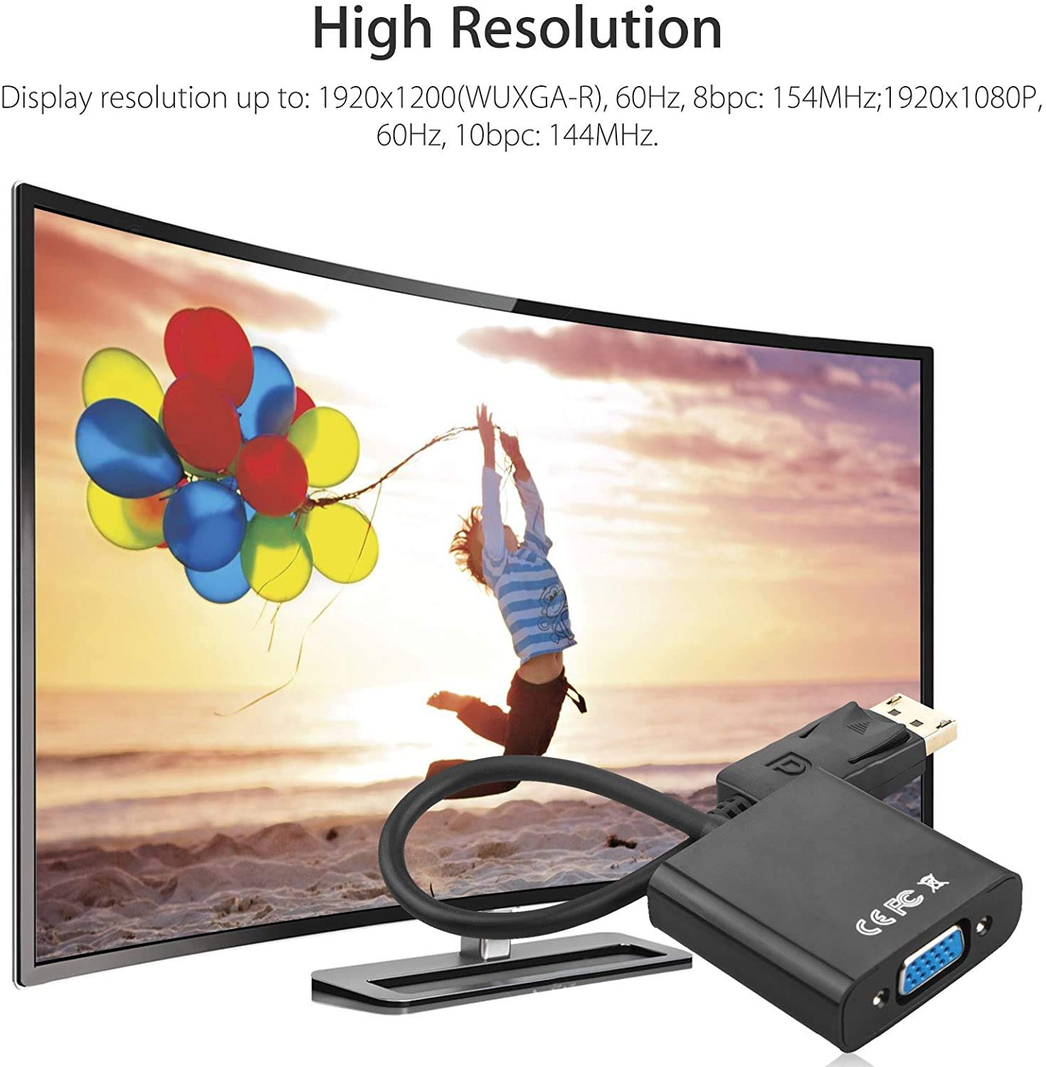 Puerto de pantalla a VGA, paquete múltiple de adaptador convertidor DisplayPort a VGA chapado en oro (hombre a hembra) para computadora, computadora de escritorio, laptop, PC, monitor, proyector, 3