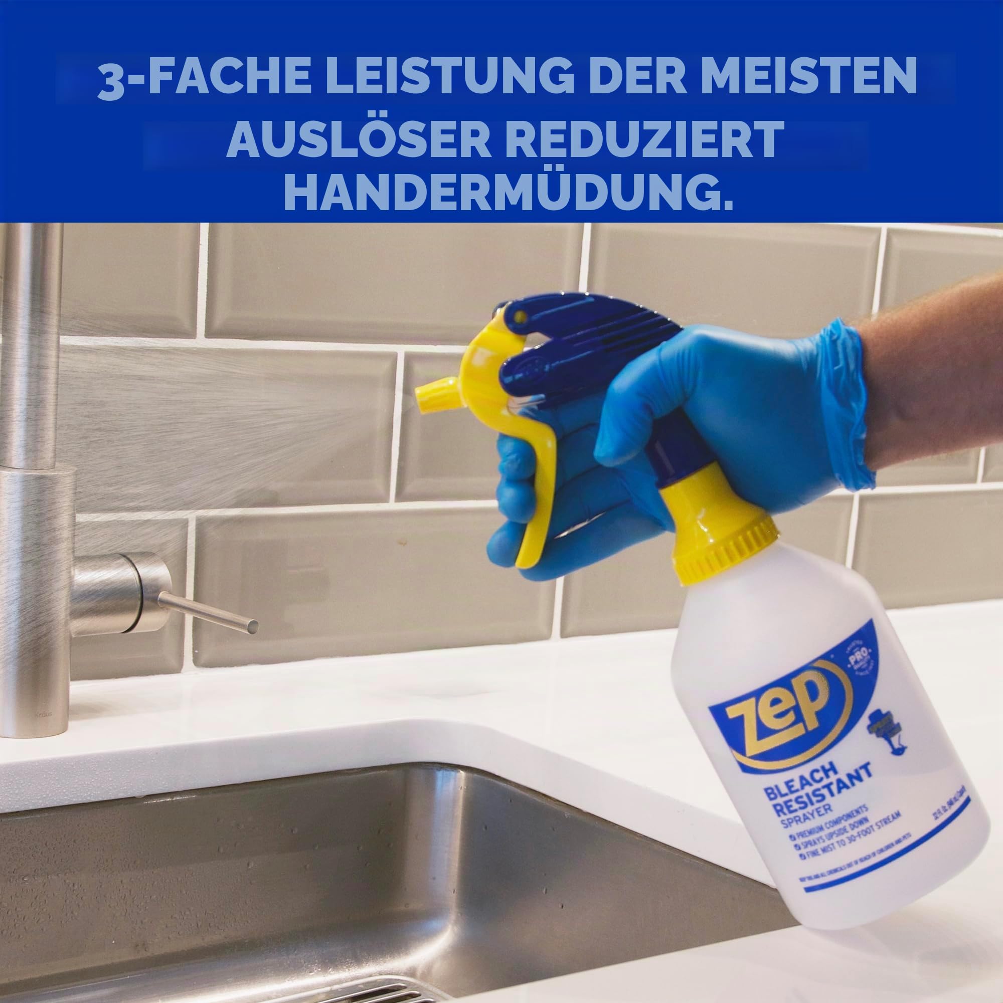 Zep Professioneller Sprüher, bleichbeständig, 2,0 Flasche, 907 ml – 9 m Spray, verstellbare Düse