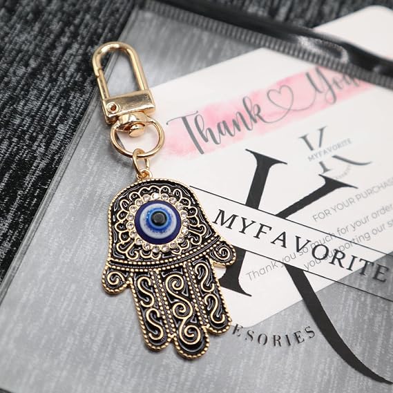 هامسا Hand Keychain Turkish Evil Eye Key Chain Good Luck Charms Hamsa Ornament for Car Protection Amulet
