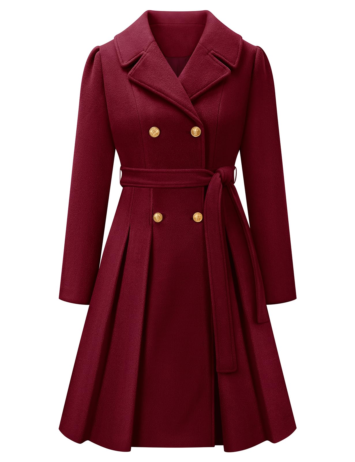 Vancavoo Abrigo Mujer Invierno Casual Abrigos con Cinturón Larga Térmico Abrigos Doble Botonadura Elegantes Coat con Cuello de Solapa Chaquet