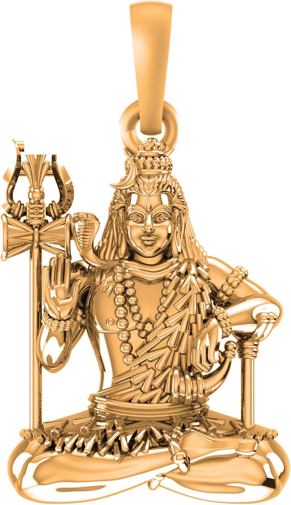 925 Sterling Silver Golden God Shiva Pendant Bhagwan Shiv Ji Locket for Men and Women - PM7107_Gold