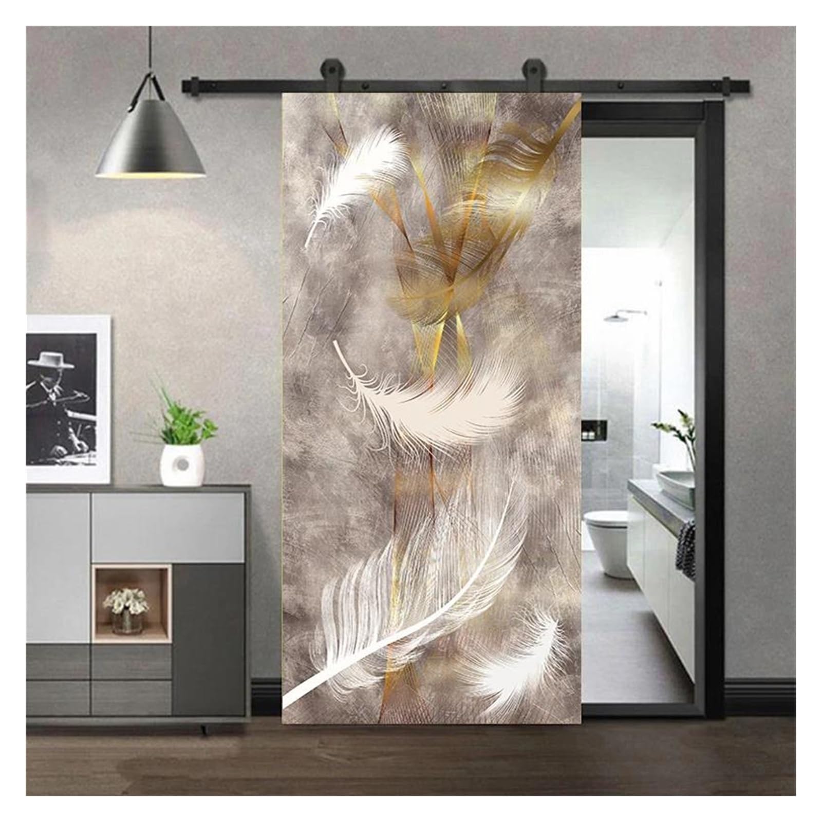 Autocollants de porte salon et chambre motif abstrait moderne format 85x215cm