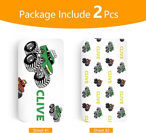 Miniatura 2 de Sábanas personalizadas para cuna de bebé, sábana bajera con nombre personalizado para funda de colchón estándar de cuna, paquete de 2 unidades,