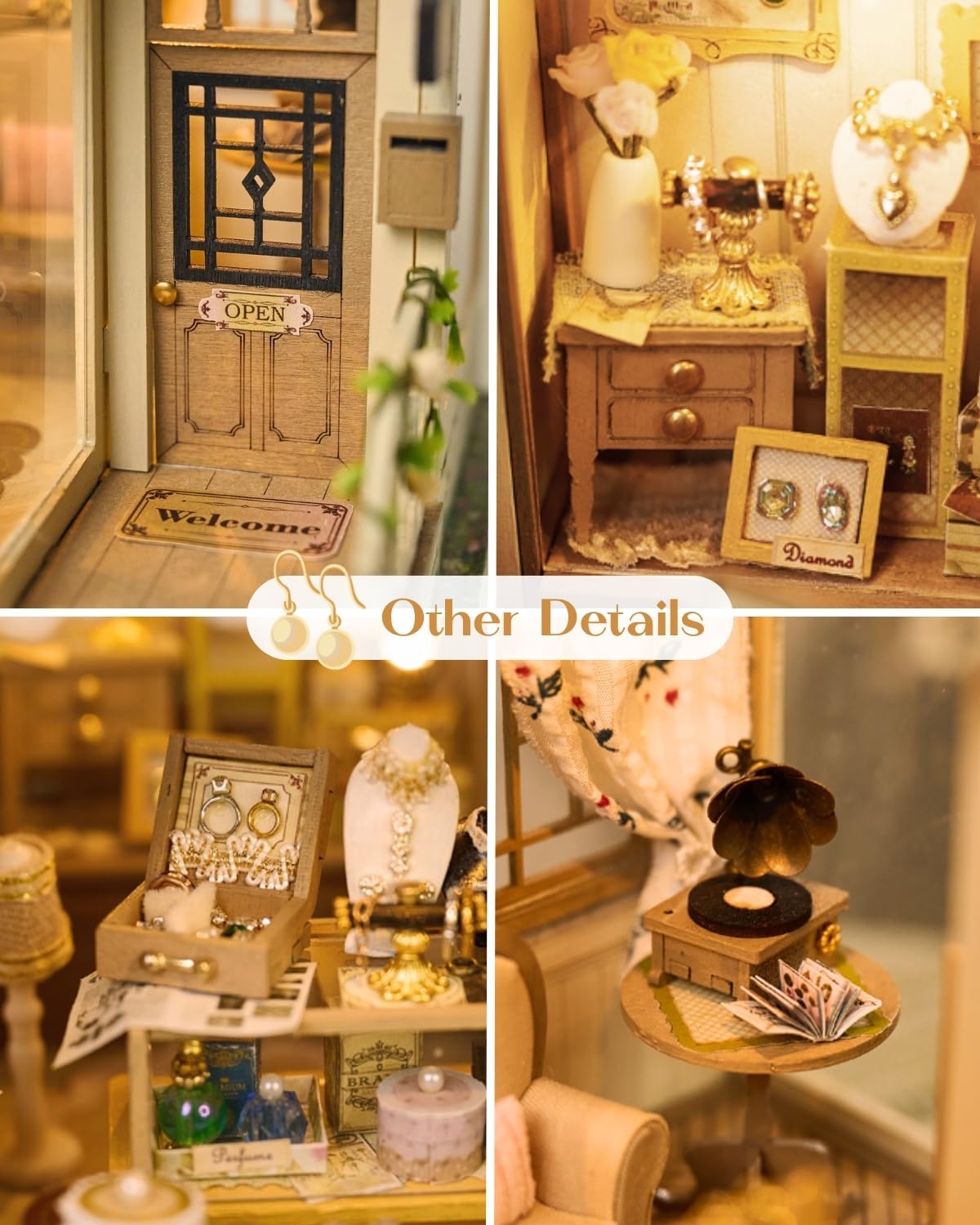 Vitrine's Tale - Kit de casa en miniatura con luz LED - Kit de casa de muñecas - Rompecabezas 3D de madera para casa de libros, rincón de Halloween, cumpleaños para mujeres
