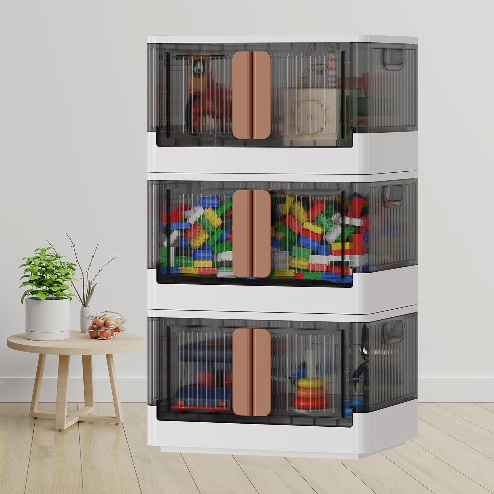 Sineda 3 Pack Storage Bins with Lids 8.4 Gallon Stackable Storage