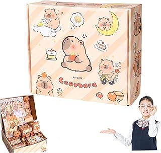 Capybara School Supplies, Capybara Stationery Set with Pencil Case, Notebook, Notepad, Sticker, Brooch, Eraser, Ruler, Sma...
