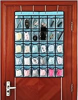 Vista 3 de Classroom Pocket Chart for Phone Calculator Holder Over The Door Hanging Closet Jewelry Organizer with 30 Clear Pockets (BLUE)