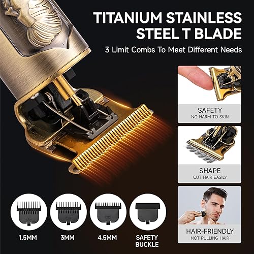 Miniatura 2 de Cortapelos para hombres, recortadora de pelo profesional sin huecos para peluquero en T, delineadores de cuchillas, cortapelos para arreglar el