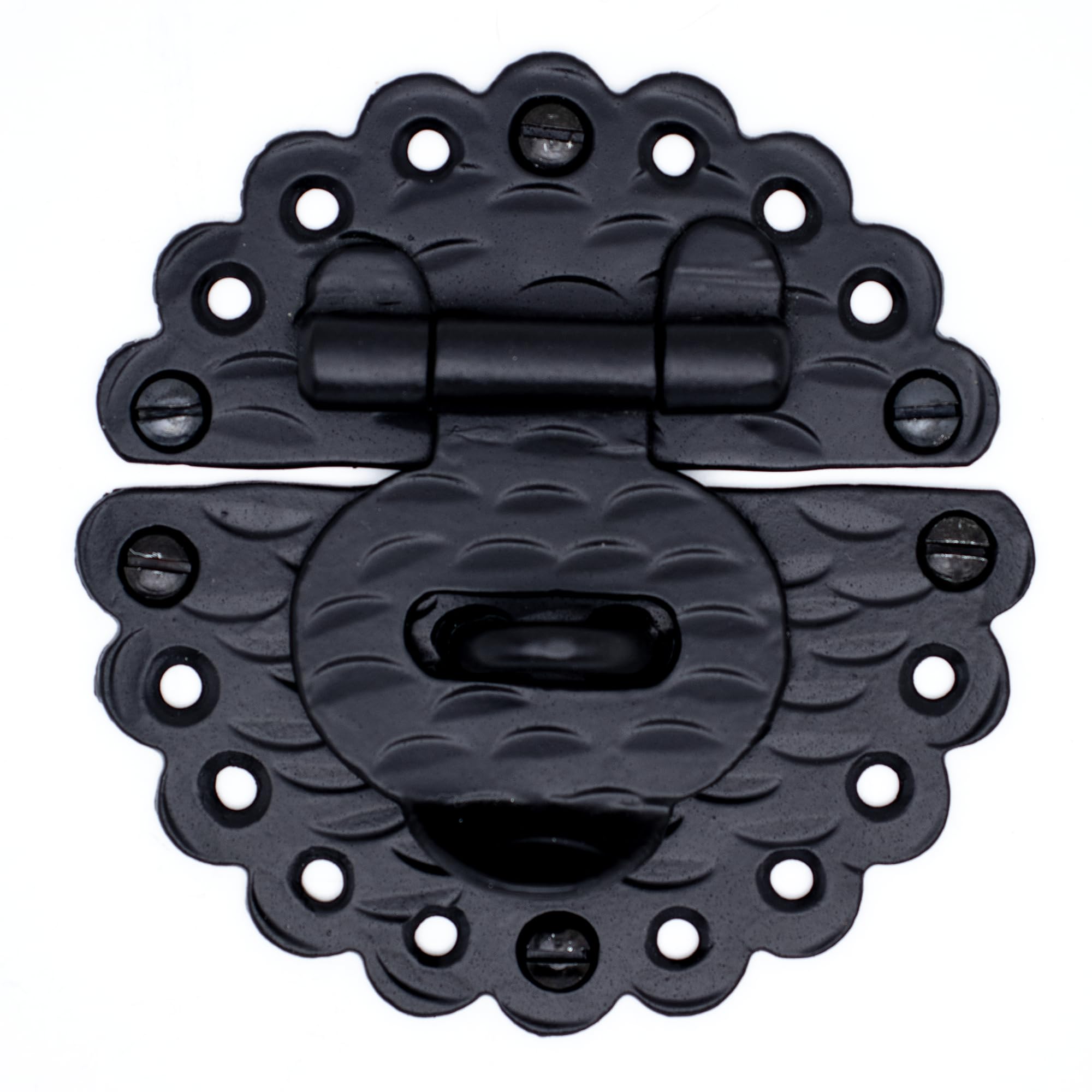 3.5" Hand Forged Iron Decorative Furniture Hasp | Hacienda Series Black Finish | for Trunks, Chests, Cabinets & Small Boxes