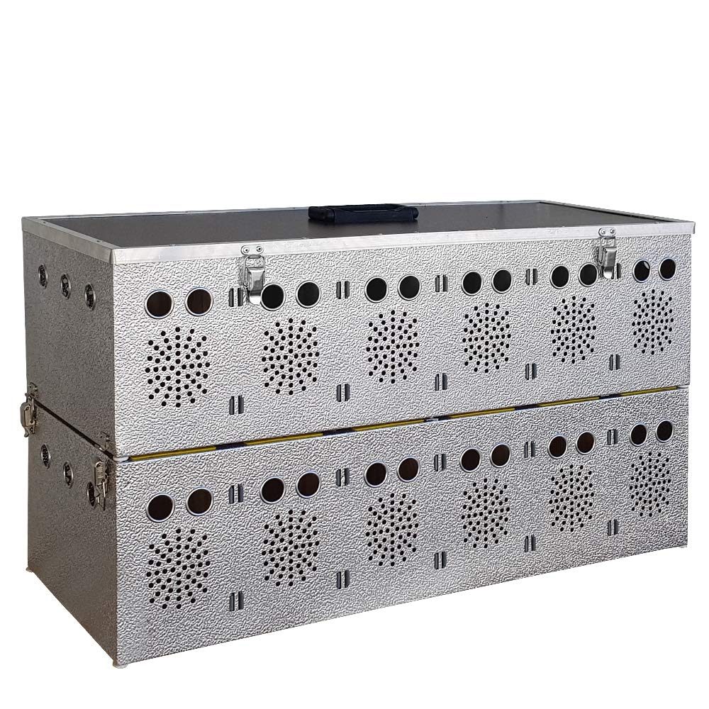 Breker Aluminium Transportbox für Kleintiere – 12 Abteile (2x6) – Transportkorb mit Einzelverschlüssen – leichte & stabile Tiertransportkiste für Kaninchen, Nagetiere & Geflügel – hygienisch & robust
