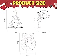 Vista 6 de Decoraciones navideñas iluminadas para ventanas, paquete de 3 luces de silueta de ventana de Navidad enchufables para Navidad, fiesta, hogar, patio
