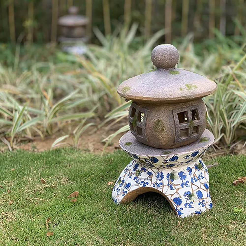 Statua di Buddha,Giardino Solare Pagoda Torre Serena Lanterna Ornamento Orientale Statua all'aperto Scultura in Resina Decor Regalo