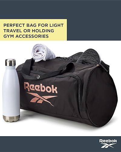 Miniatura 7 de Reebok Bolsa de lona - Bolsa de gimnasio para entrenamiento y viajes, bolsas de lona de tamaño pequeño para mujeres y hombres, Easton Black