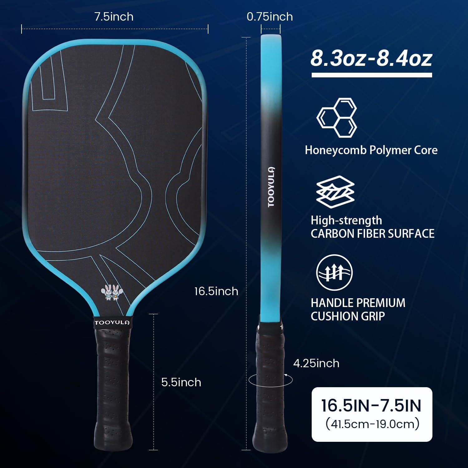TOOYULA T700 Pickleball Paddle Outdoor Professional 16mm Honeycomb Polymer Core