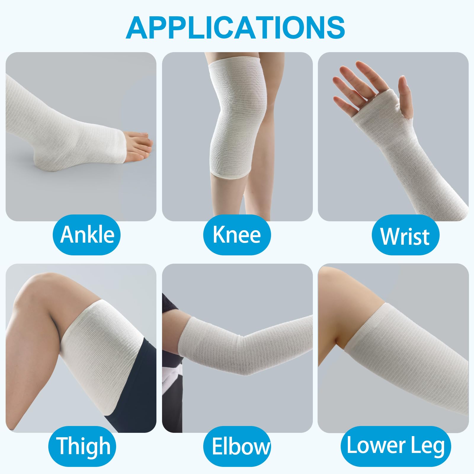 Benda tubolare senza lattice per gambe, ginocchia, braccia e cosce, traspirante e riutilizzabile, fascia elastica di supporto per supporto articolare/sollievo dal dolore (8,9 cm x 10 m)