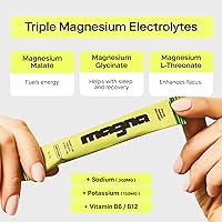 Vista 17 de Magna Mezcla de bebida en polvo de electrolitos para hidratación, energía y apoyo de concentración con treonato L de magnesio, malato y glicinato