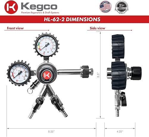 Miniatura 4 de Kegco Regulador de cerveza de barril de CO2 de doble calibre de calidad comercial premium