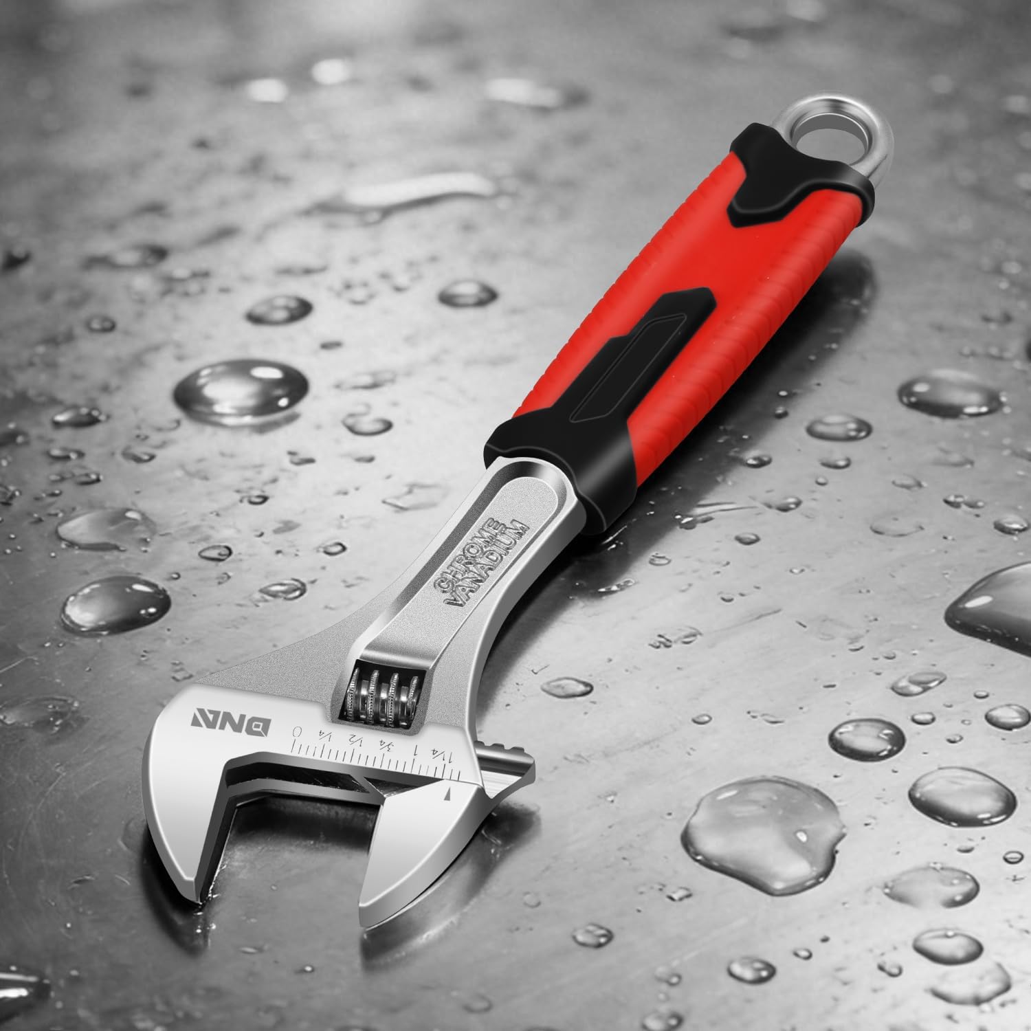 DNA Motoring TOOLS-00050 Adjustable Wrench Spanner - 10 Inch, Vanadium Steel Automotive Repair Tool w/Four-Sided Jaws and Rubber Grip