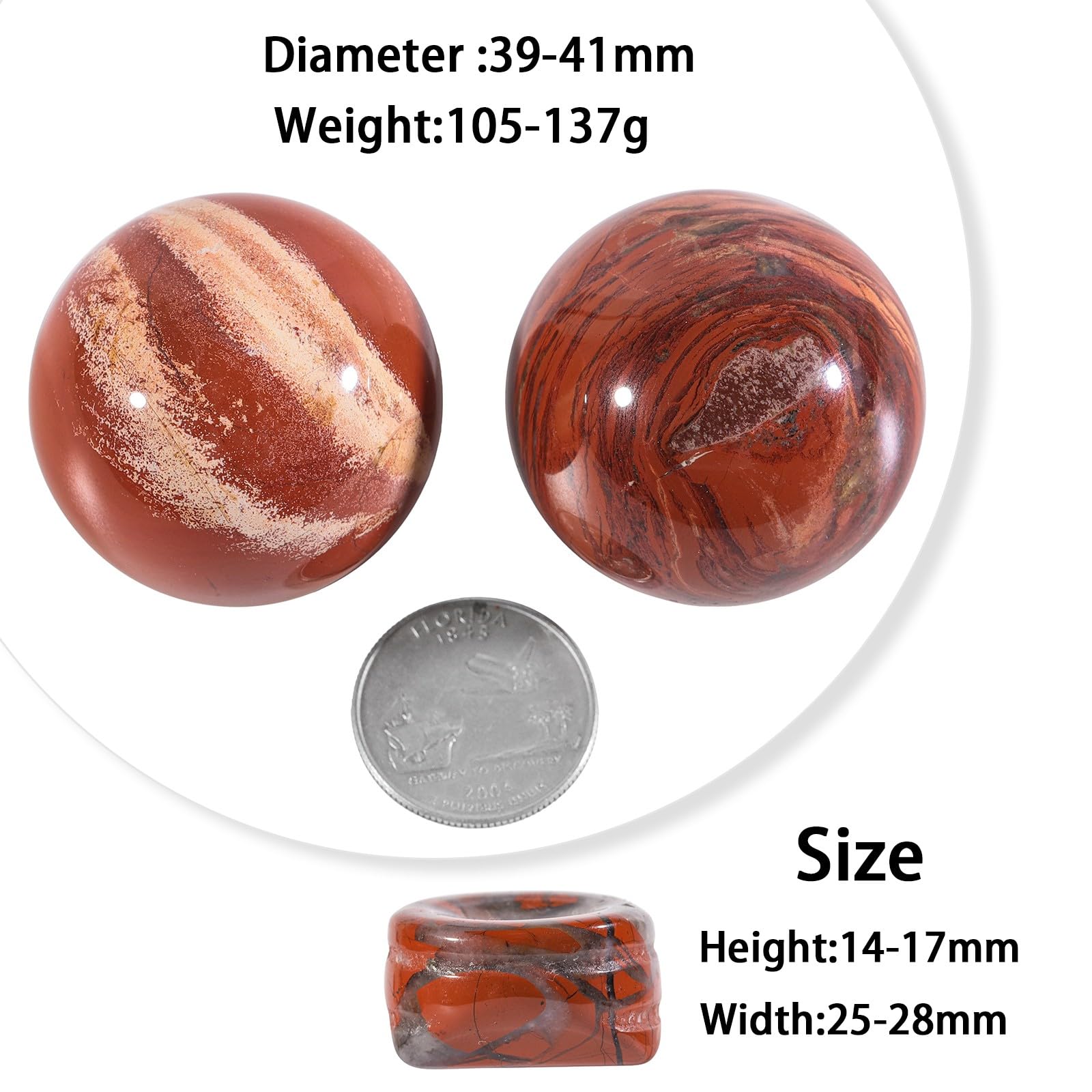 KYEYGWO 4cm Natural Red Jasper Ball Decor with Gemstone Stand - Image 2