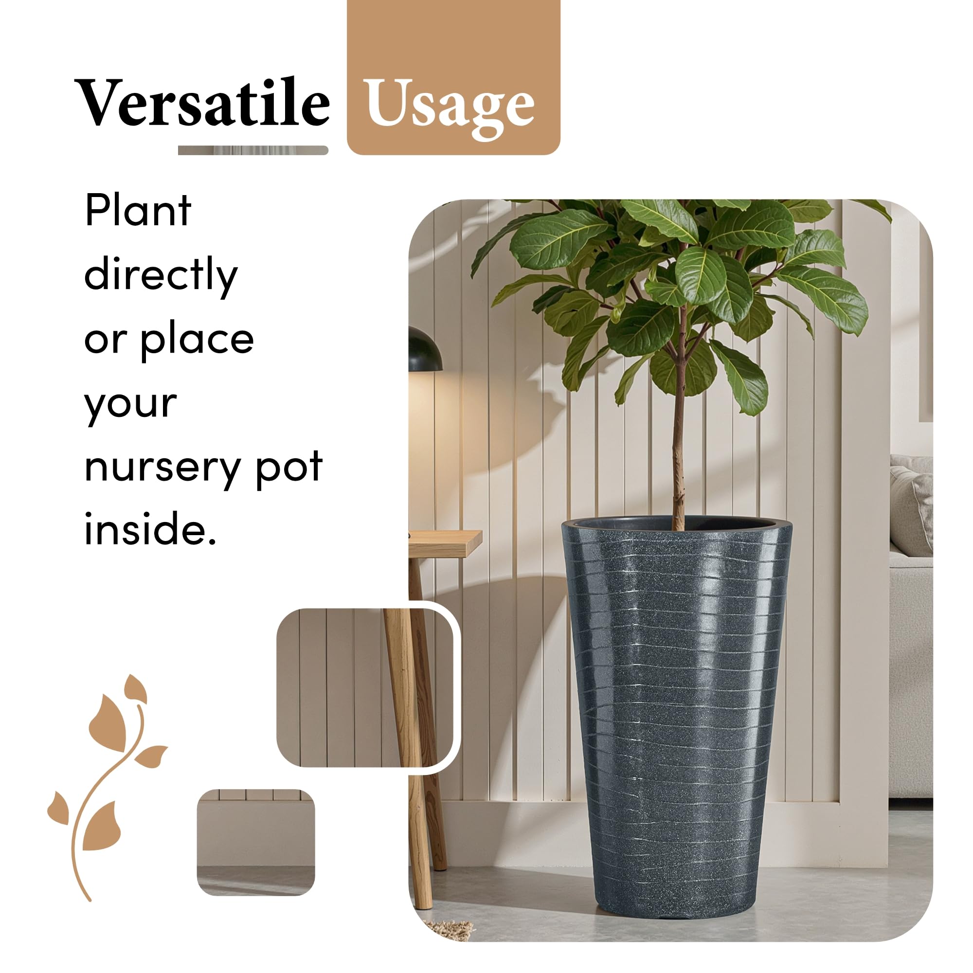 Kuber Industries 23 Inch Big Size Planter - Grey -5