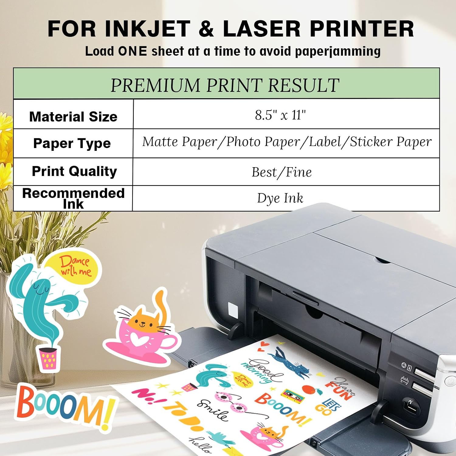 20 Sheets White Matte Printable Vinyl Sticker Paper 8.5x11" image 4