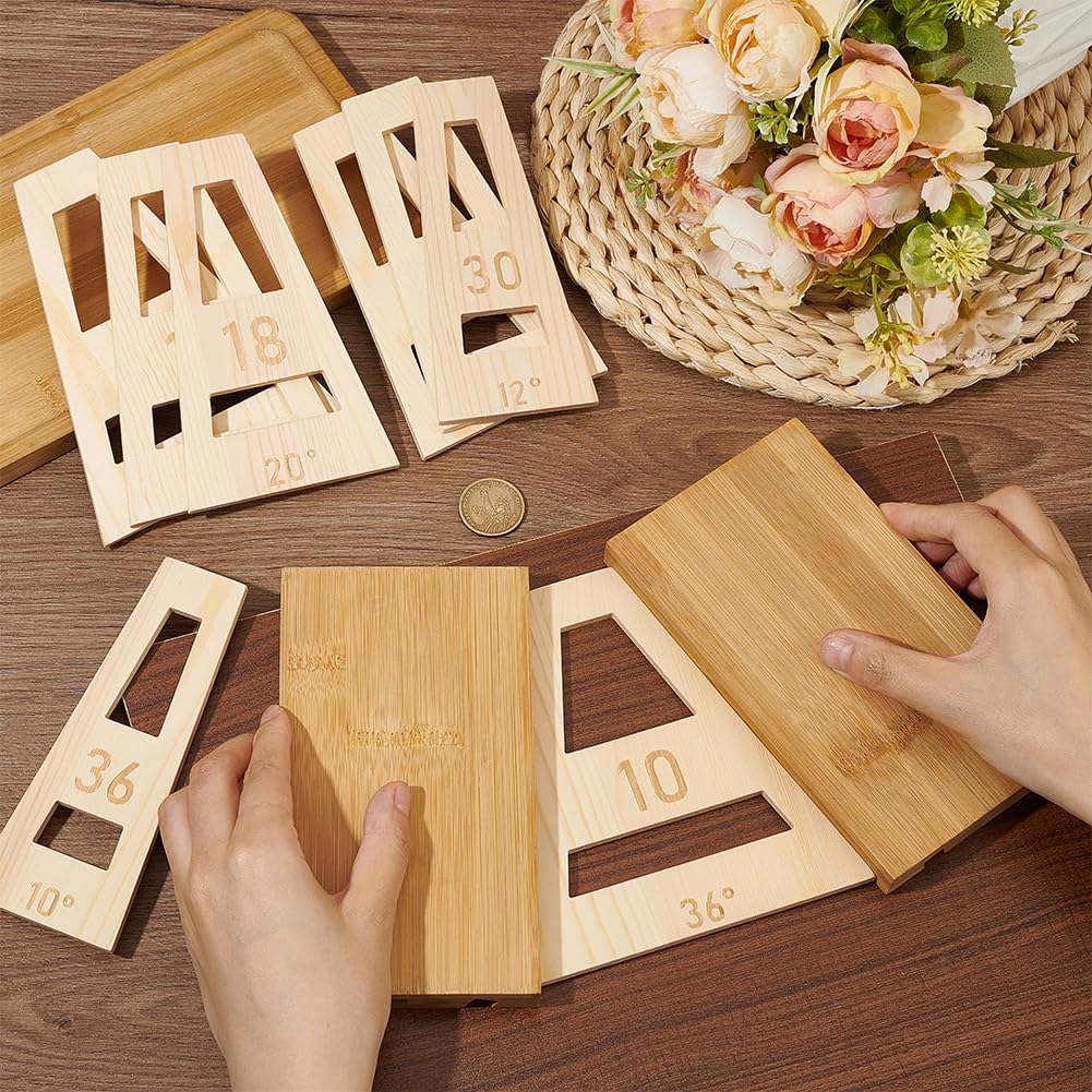 BENECREAT 9 Pcs Cales à Bol Segmentées Ensemble D'Outils de Cales de Bol Segmentées Trapézoïdales Blanches en Amande pour Gabarit de Fabrication Traîneau Tournage sur Bois Épaisseur de 5mm