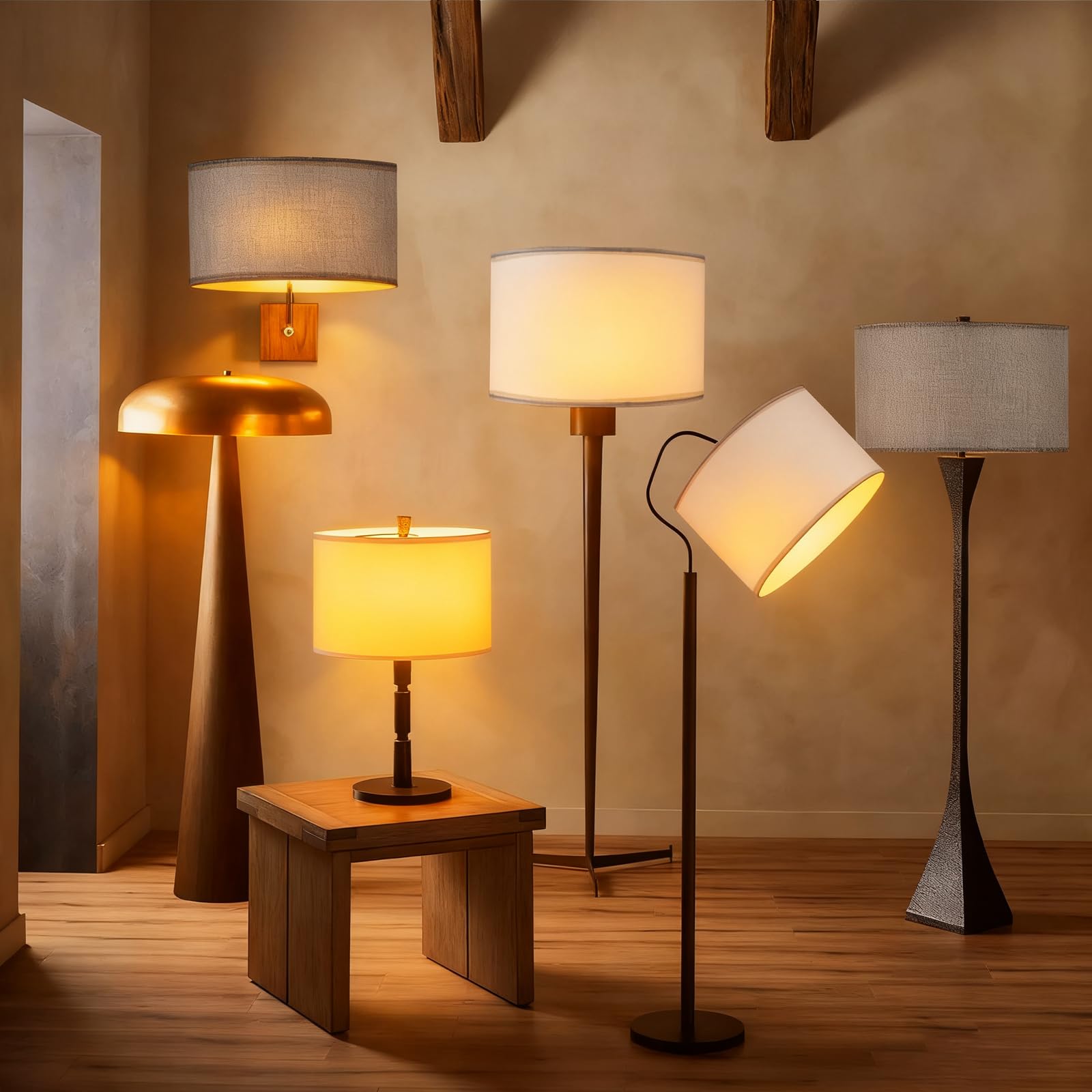EFUTURETIME Klosz do lampy z tkaniny H20 X Ø 30cm, klosz bębnowy pasujący do opraw E14/E27, do lampy stojącej, sufitowej, wiszącej, ścienny, lampki nocnej, stołowej, beżowy