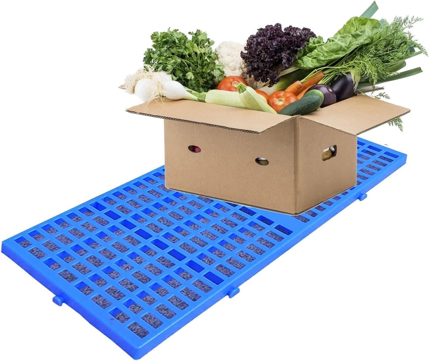 Warehouse Grid Panel Food Box Storage Mat Outdoor Indoor Rack Easy Stacking 3cm High Moisture Resistant Pallet(Blue-2pack)