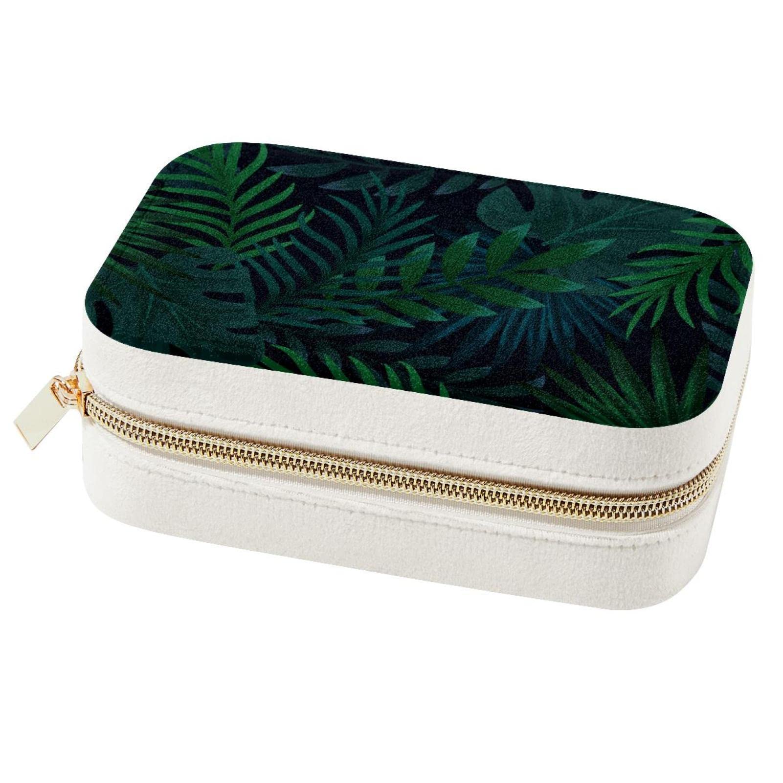 Boîte à bijoux de voyage à motif tropical foncé pour ranger vos bagues et colliers