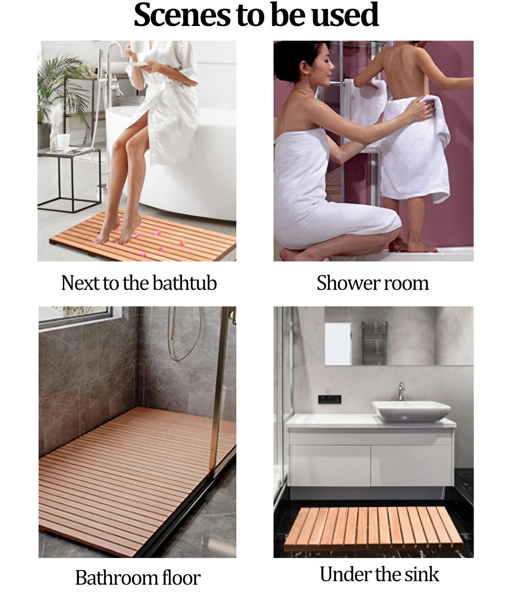 NEPHRA Versatile Pedana Doccia Legno | Esterna Giardino Tappeto Doccia | Pedana Legno | Tappetino Piscina | Pedana Doccia Antiscivolo | Pedana Legno | Versatile, più Dimensioni(40x50cm/16x20in)