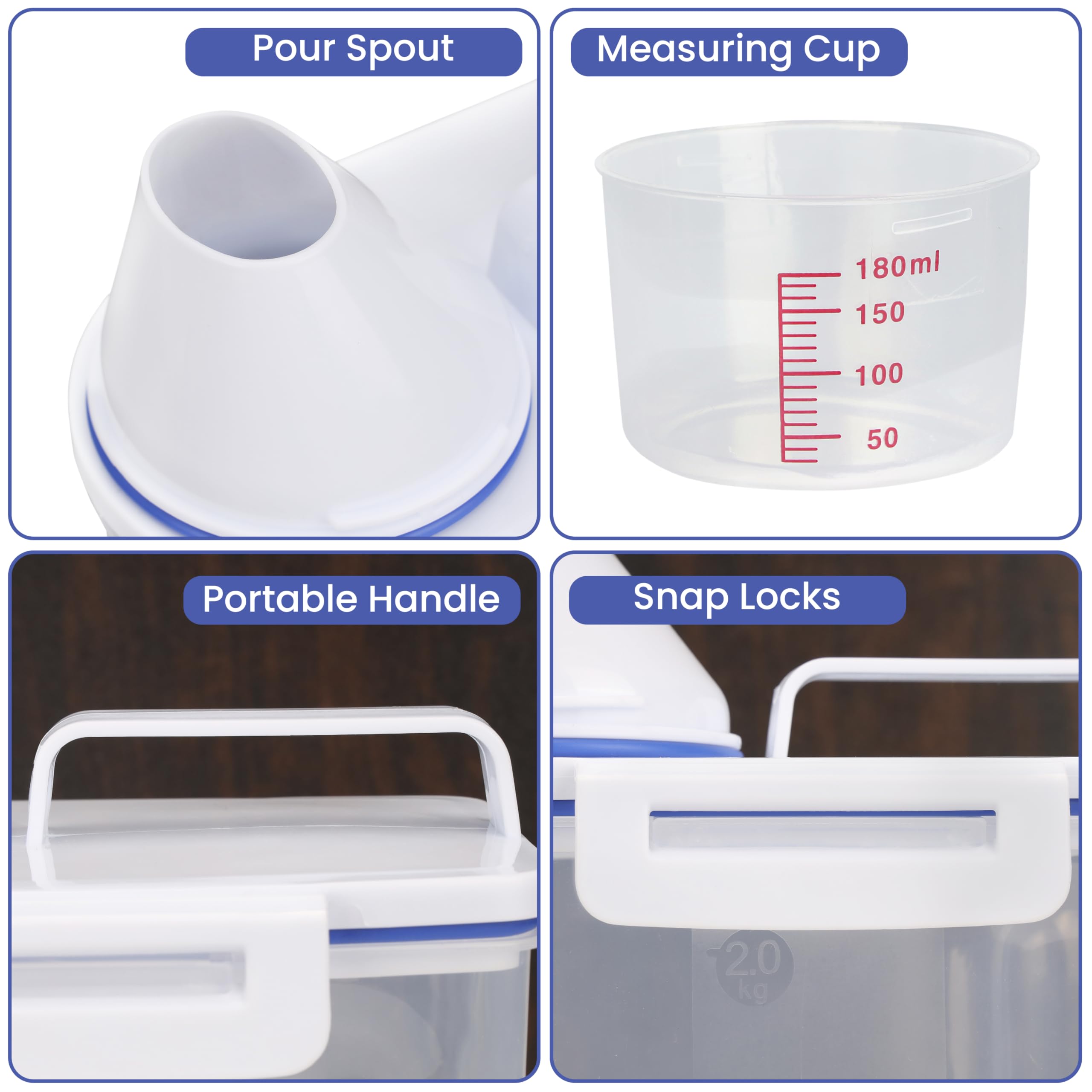 BELLE VOUS Boite en Plastique avec Gobelet de Mesure - Boite