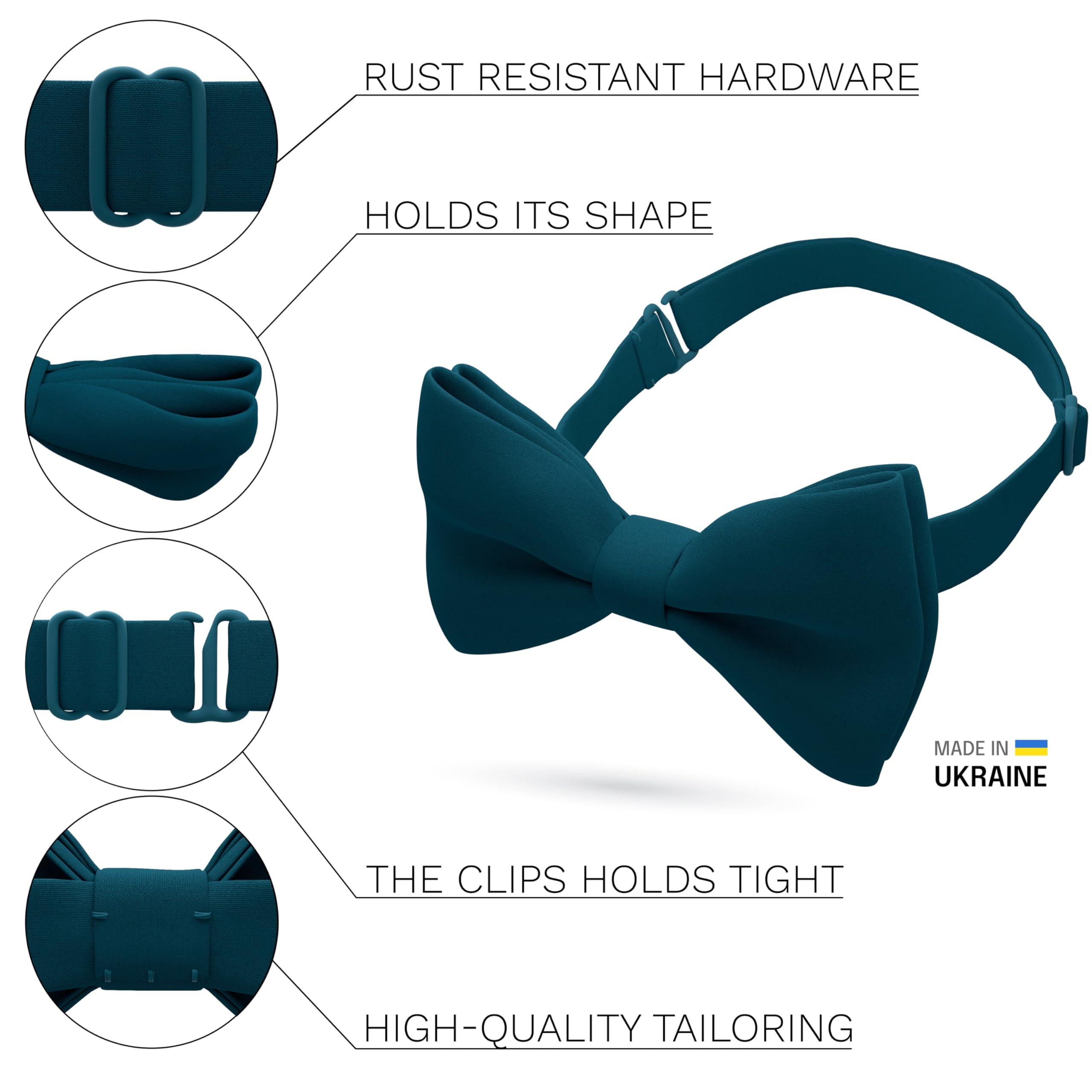 Bow Tie House Baby Boy Pre-Tied Soft Crape Bow Tie for Wedding Formal Events Solid Tuxedo (Small, Dark Green)