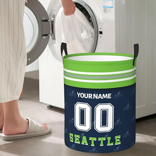 Miniatura 6 de Seattle - Cesta de lavandería personalizada con número de nombre, cesta de almacenamiento plegable para dormitorio, baño, regalo para fanáticos del