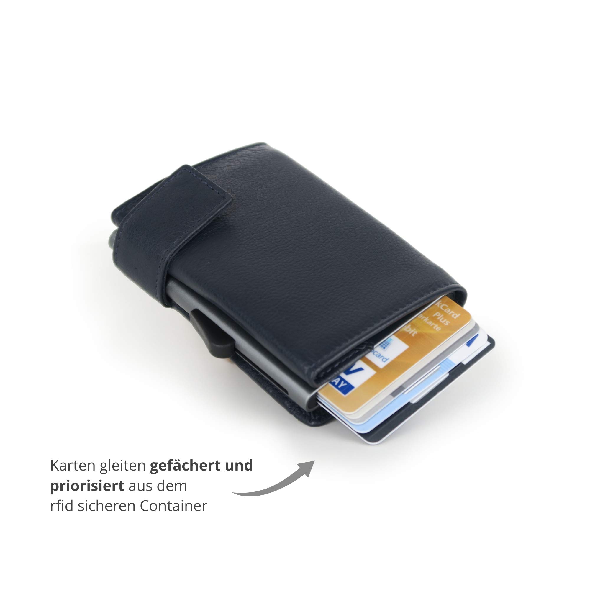 SecWal Astuccio per carte di credito con scomparto portamonete con cerniera (blu