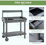 Outsunny 36" Wooden Potting Bench Work Table with 2 Detachable Wheels, Garden Workstation with Removable Sink, Drawer & Large Storage Spaces, Gray