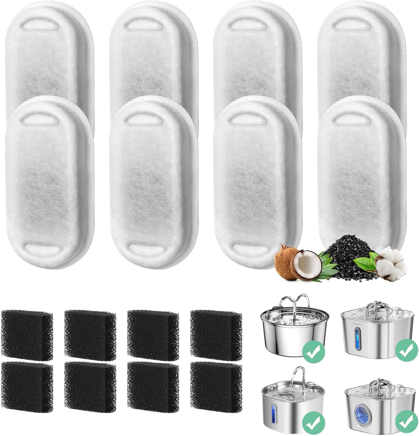 Filtro para Fuente de Agua para Gatos, 8 Unidades, Repuesto