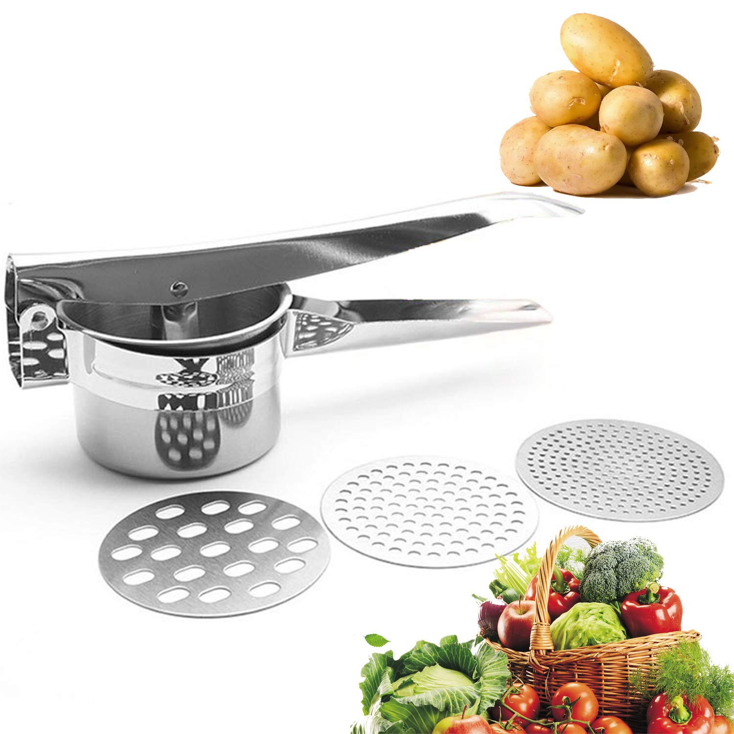 Kartoffelstampfer Edelstahl - Praktische Kartoffelpresse Für Cremigen Stampf