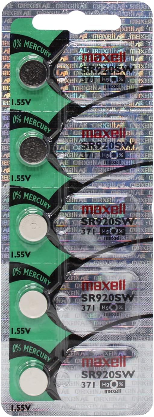 Maxell Sr920sw 371 Silver Oxide Cell Pack of 5