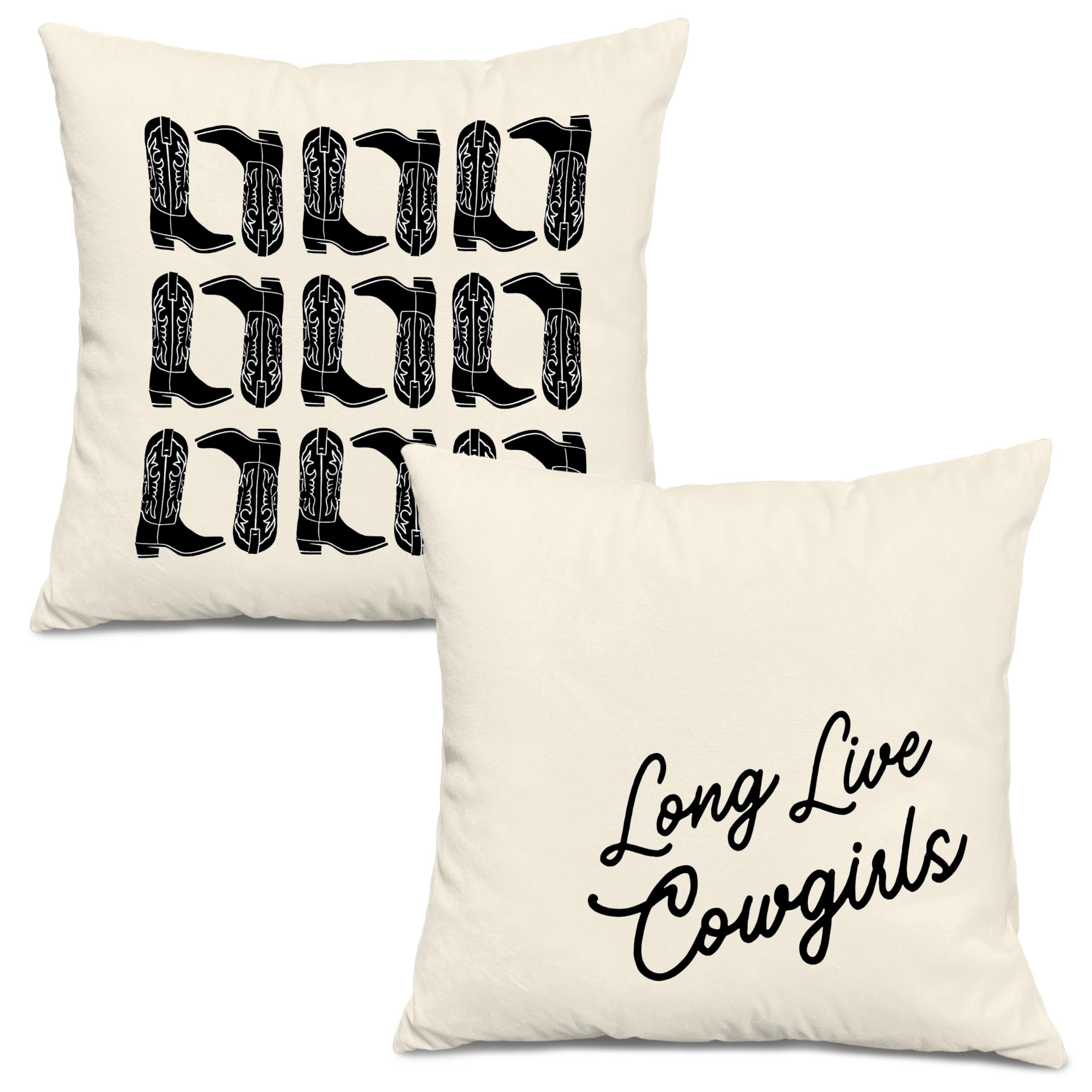 okaxscm Long Live Cowgirls Western Pillow Covers 18x18 Set of 2, Coastal Cowgirl Room Decor, Cowgirl Bedroom Decor, Western Room Decor for Teen Girls,