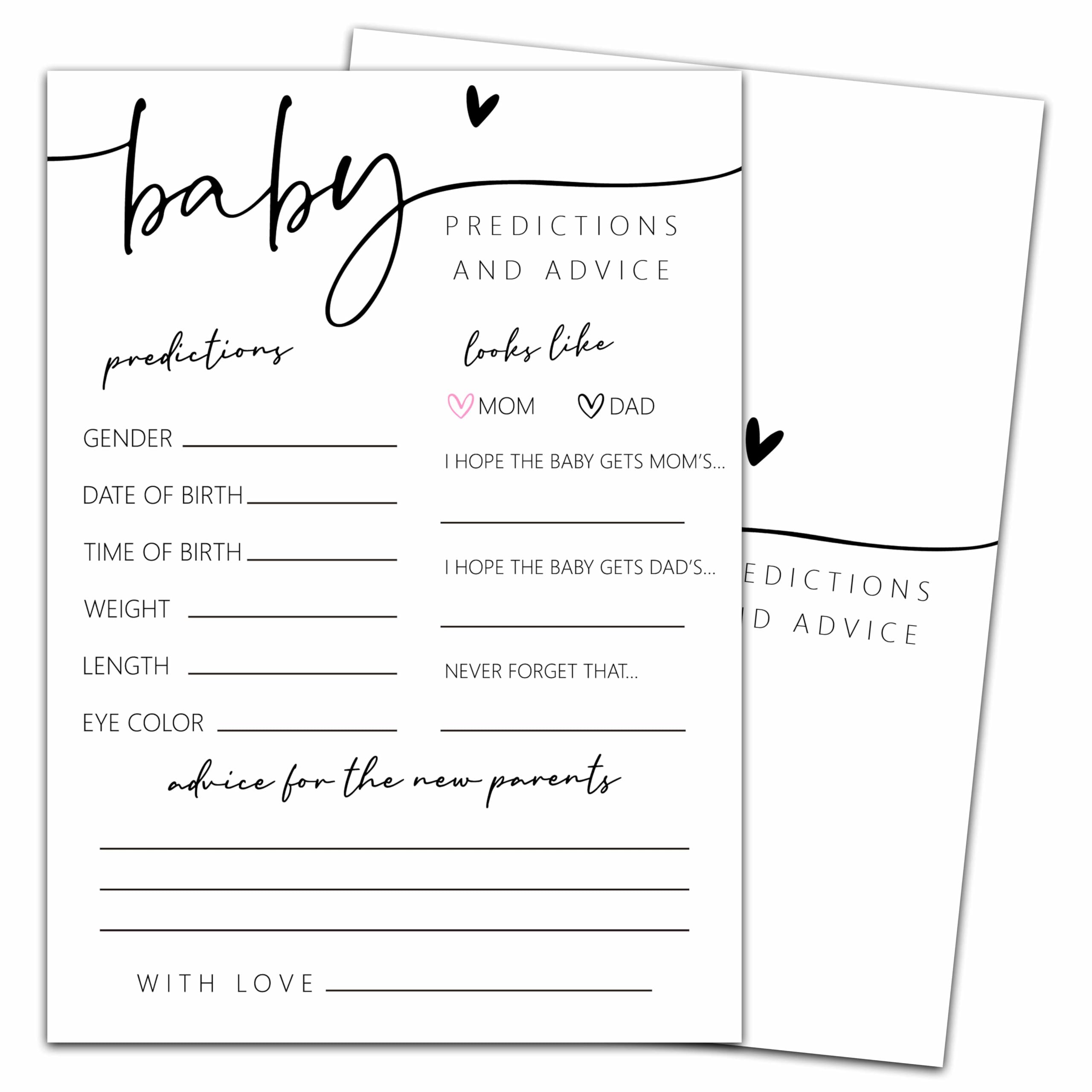 Fournitures de fête prénatale et idées de faveurs de baby shower avec cartes de conseils