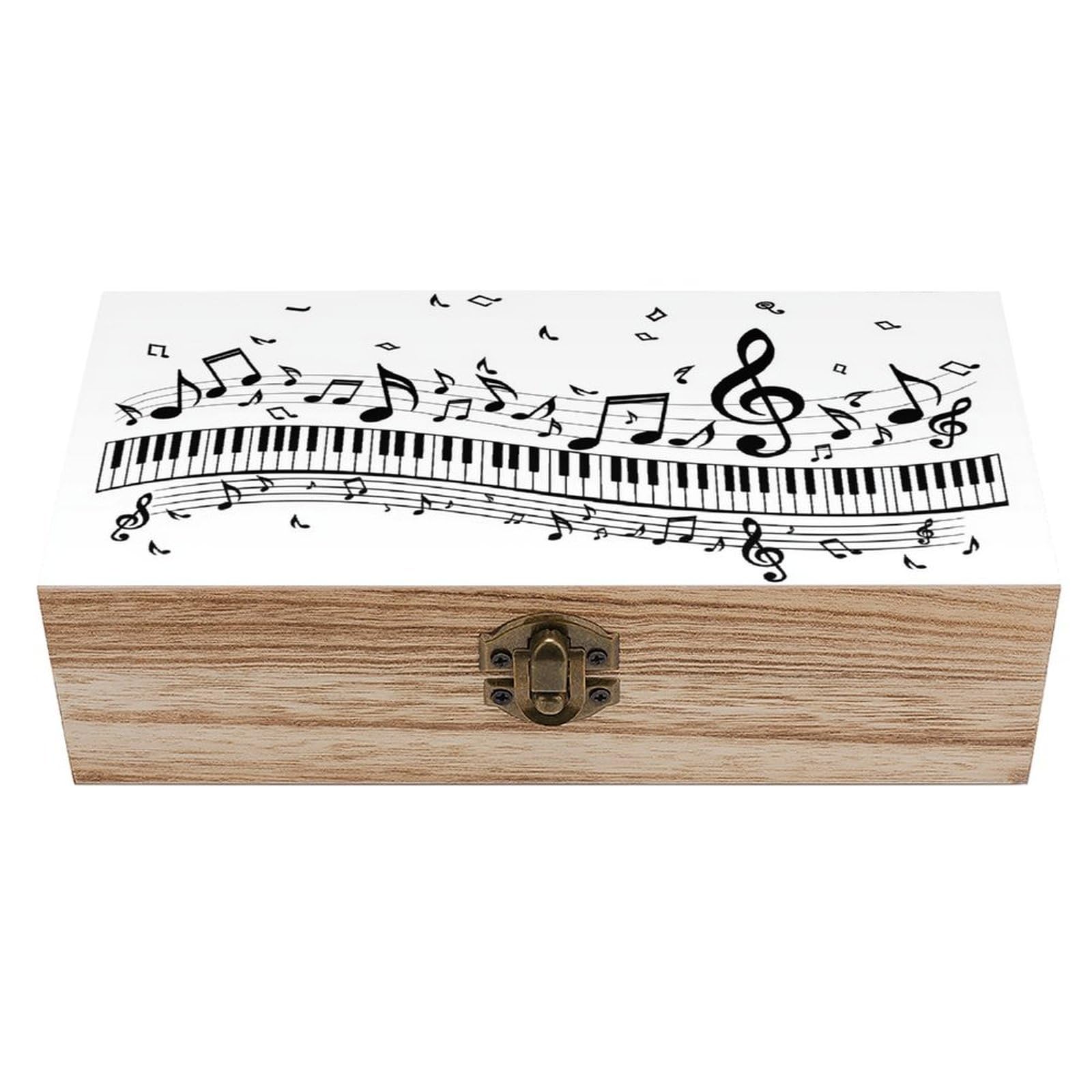 asbwuo Piano Keyboard Vintage Wooden Keepsake Box