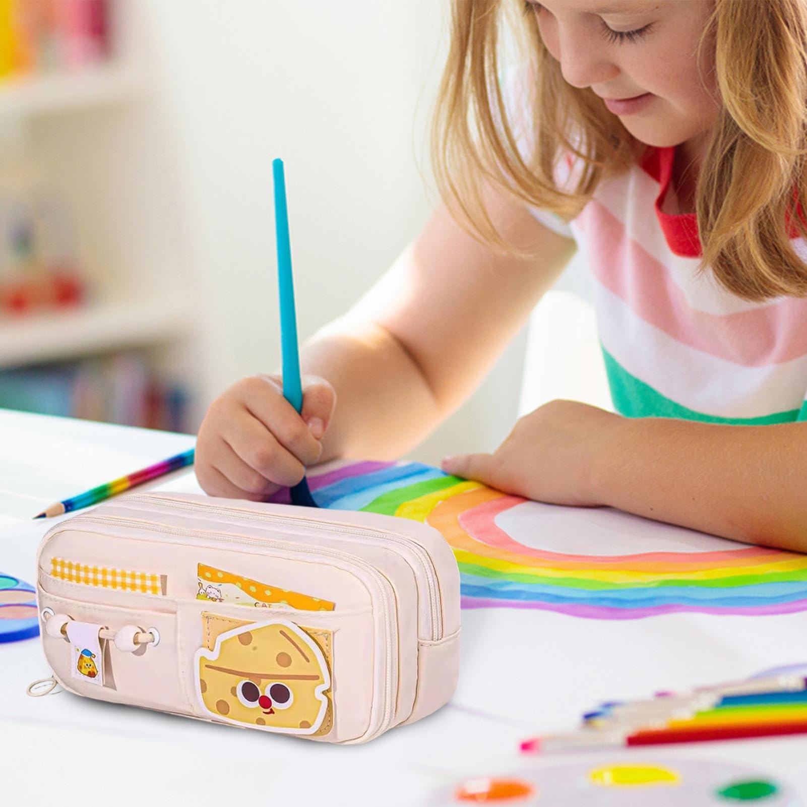 Set di astucci, borsa portaoggetti di grande capacità, accessorio per cancelleria, astuccio per penne per la scuola, porta attrezzi da scrittura multiuso, per bambini, ragazzi e ragazze, per