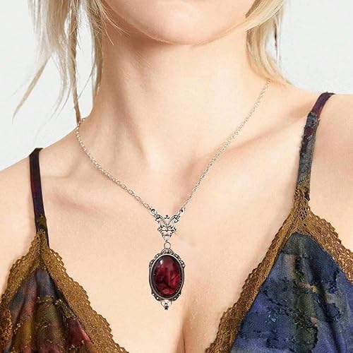 Miniatura 4 de Collar de vampiro gótico, collar con colgante de camafeo de cristal vintage de polvo de estrellas, estilo punk, colgante de vampiro, collar ovalado