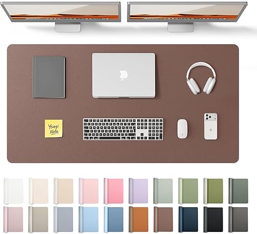 Miniatura 35 de YSAGi Protector de escritorio de piel, alfombrilla de oficina, alfombrilla grande para ratón, alfombrilla antideslizante de piel sintética, Azul